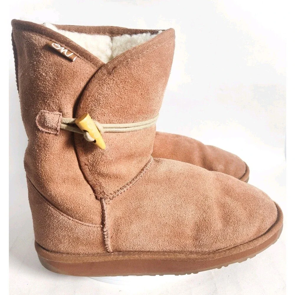 Emu‎ Ularu Suede Camel Tan Leather Merino Wool Lined Mid-Calf Winter Boots 10
